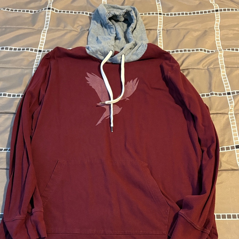 Men's Maroon Hoodie with Gray Hood